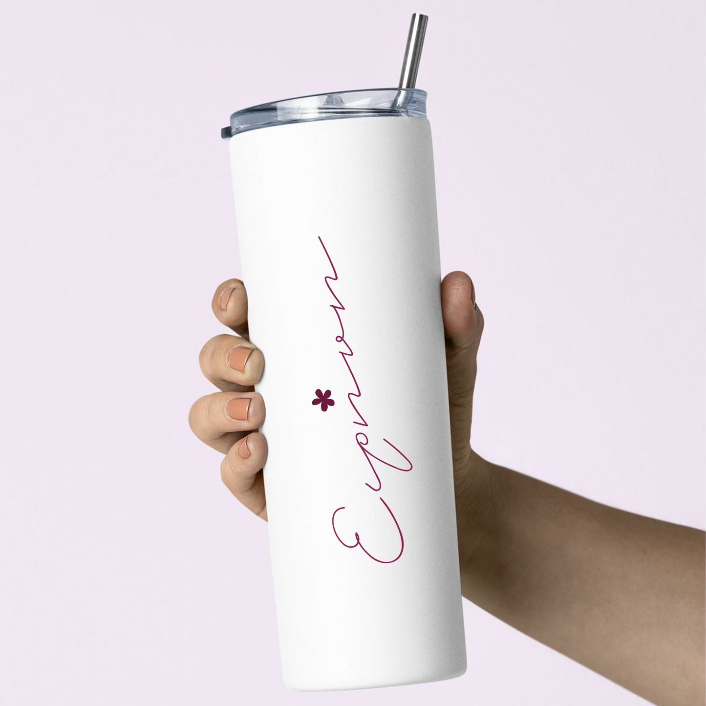 Name - Stainless Steel Skinny Tumbler With Straw